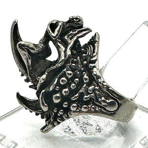 Axel Stocks Very Fine Girl on Spikes Ring Signed Unisex SZ US 10 Metal Messiah
